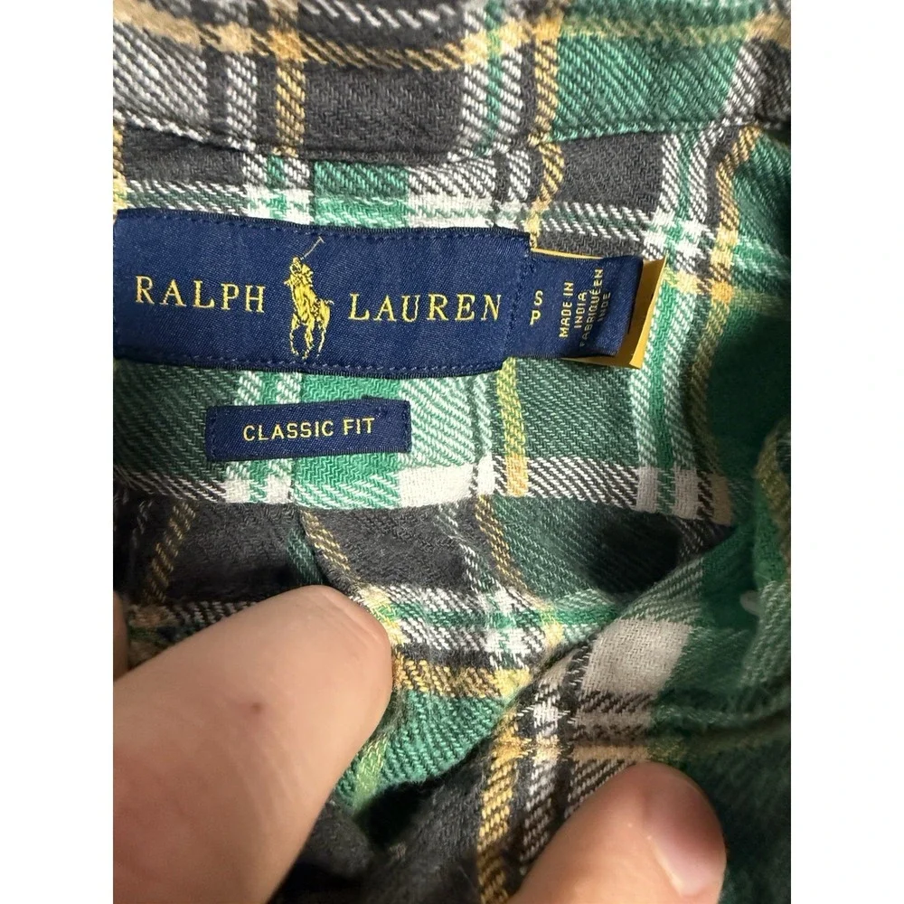 Polo Ralph Lauren Shirt Men S‎ Tartar Plaid Classic Fit Green Flannel Outdoors.